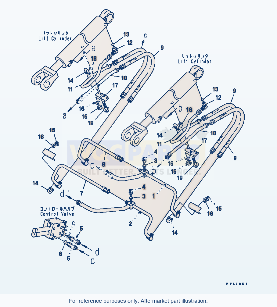 Komatsu WA250-3 Hydraulic Piping (Lift Cylinder Line)(#50001-) parts diagram