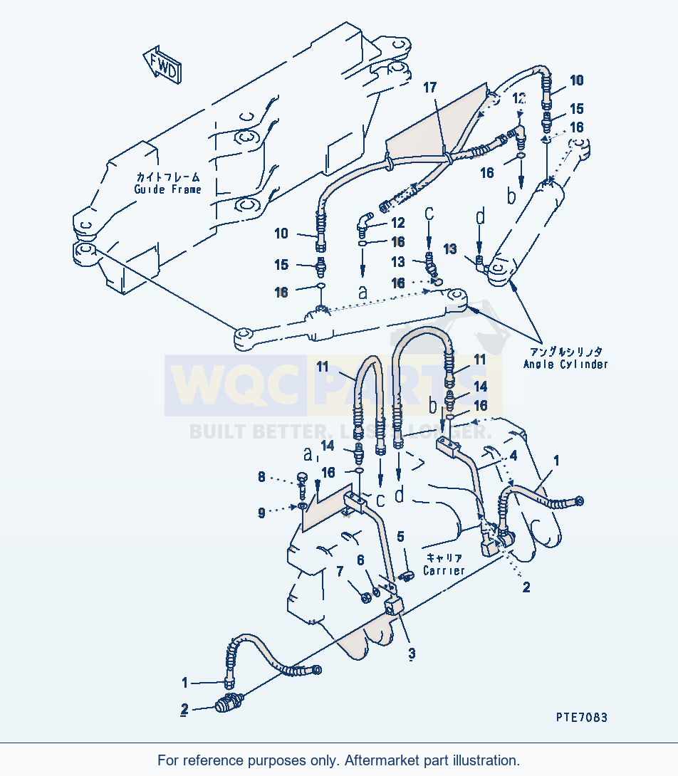 Komatsu WA250-3 Blade (Angle Cylinder Line) (S.P.A.P.) parts diagram