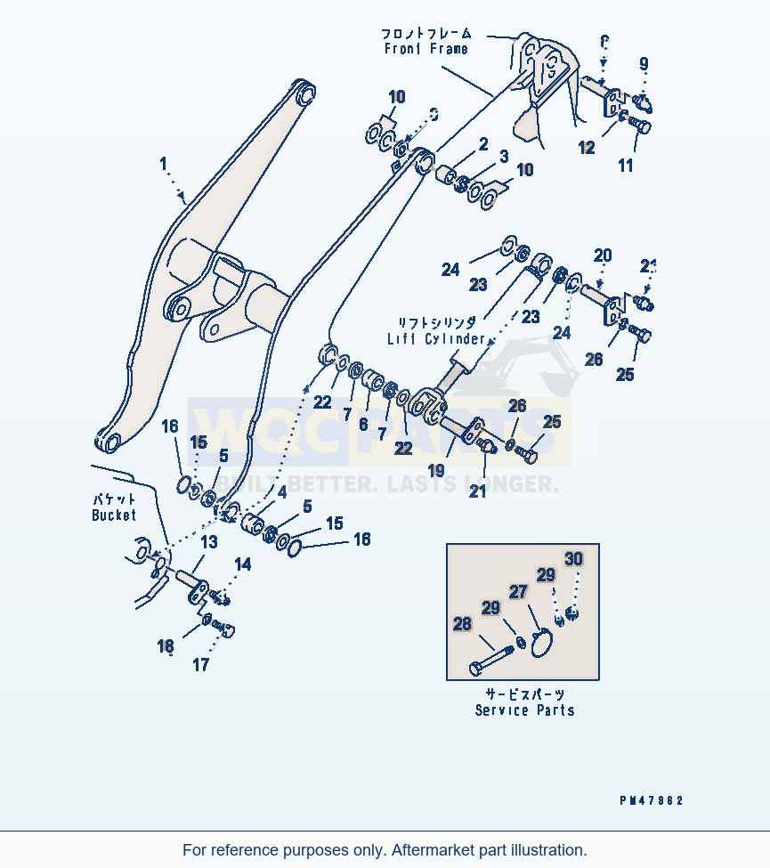 Komatsu WA250-3 Lift Arm(#50001-) parts diagram