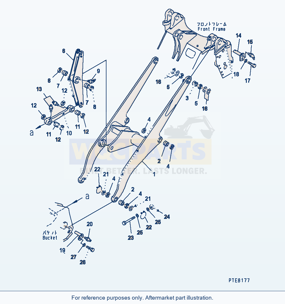 Komatsu WA250-3 Lift Arm And Bellcrank (For High Lift) parts diagram