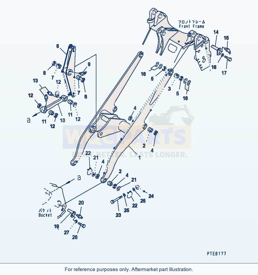 Komatsu WA250-3 Lift Arm And Bellcrank (For Higl Lift) parts diagram