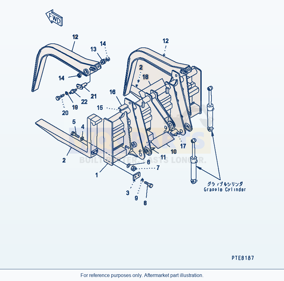 Komatsu WA250-3 Log Lumber Fork Grapple parts diagram