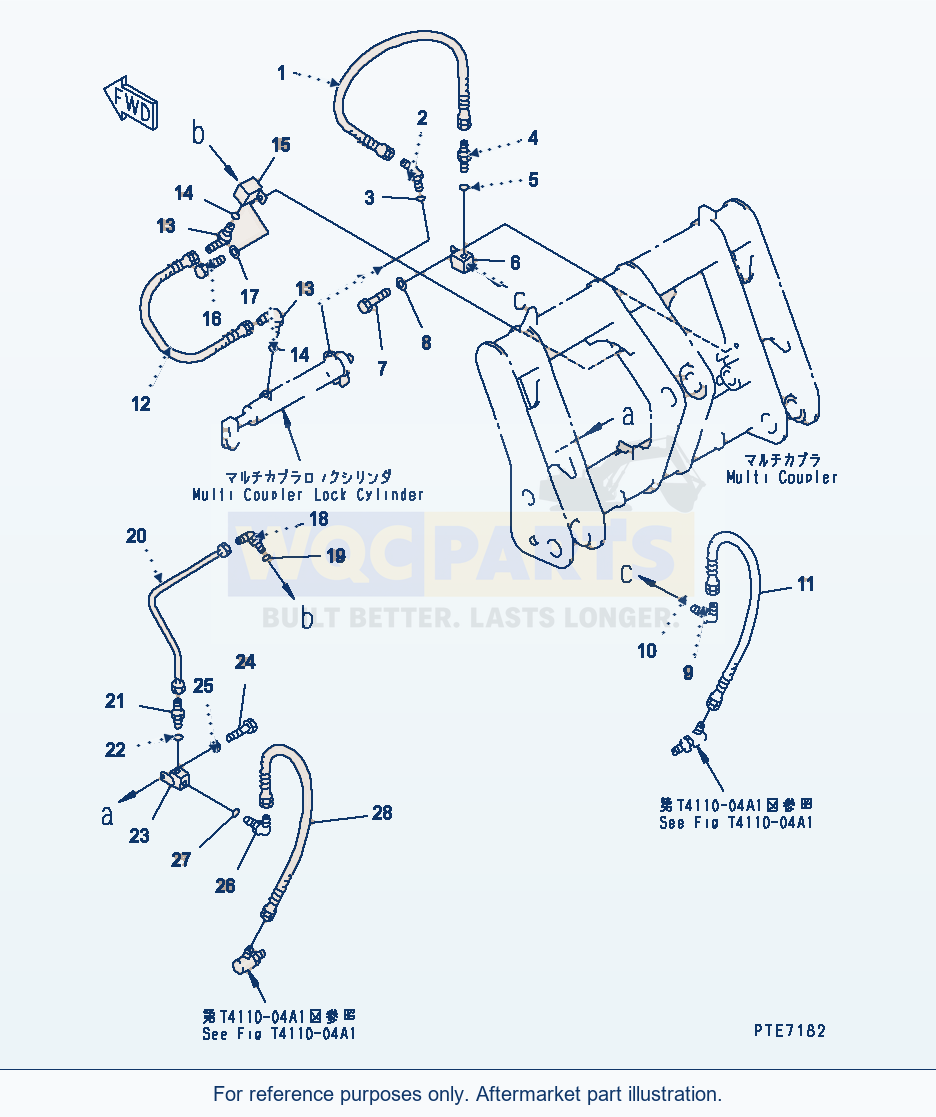Komatsu WA250-3 Multi Coupler (Hydraulic Piping) parts diagram
