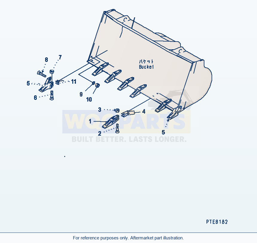 Komatsu WA250-3 Tooth parts diagram