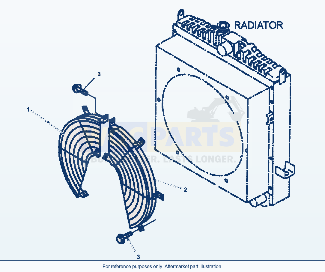 Komatsu WA250-3L Radiator - Guard parts diagram