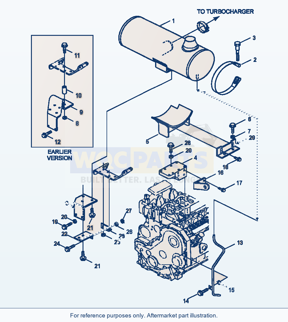 Komatsu WA250-3L Muffler And Mounting parts diagram