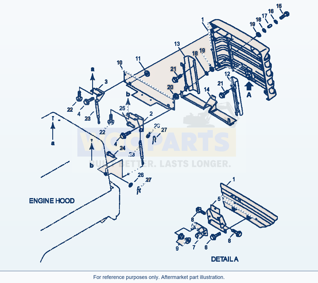 Komatsu WA250-3L Radiator Guard - Grille Assembly And Cover parts diagram