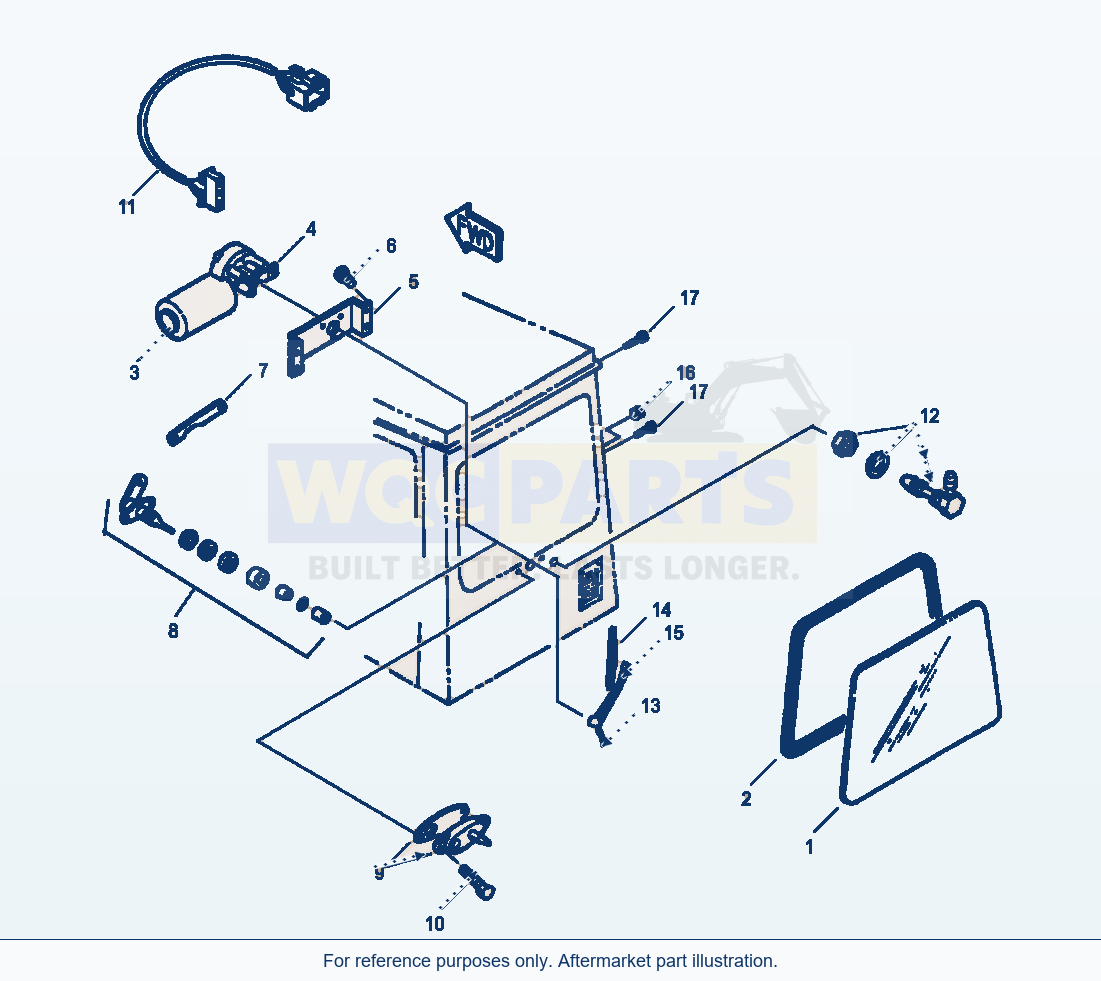 Komatsu WA250-3L Operator'S Cab - Rear Glass And Rear Wiper parts diagram