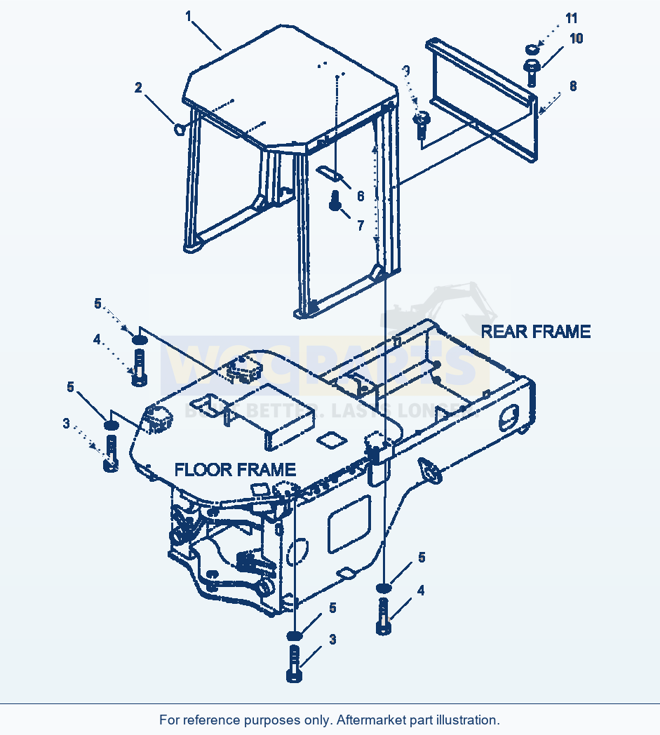 Komatsu WA250-3L Rops Canopy - Assembly And Mounting parts diagram