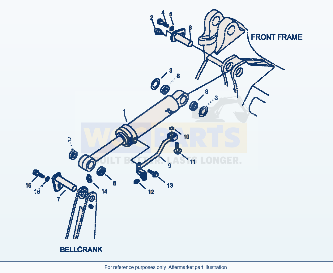 Komatsu WA250-3L Dump Cylinder - Mounting And Piping parts diagram