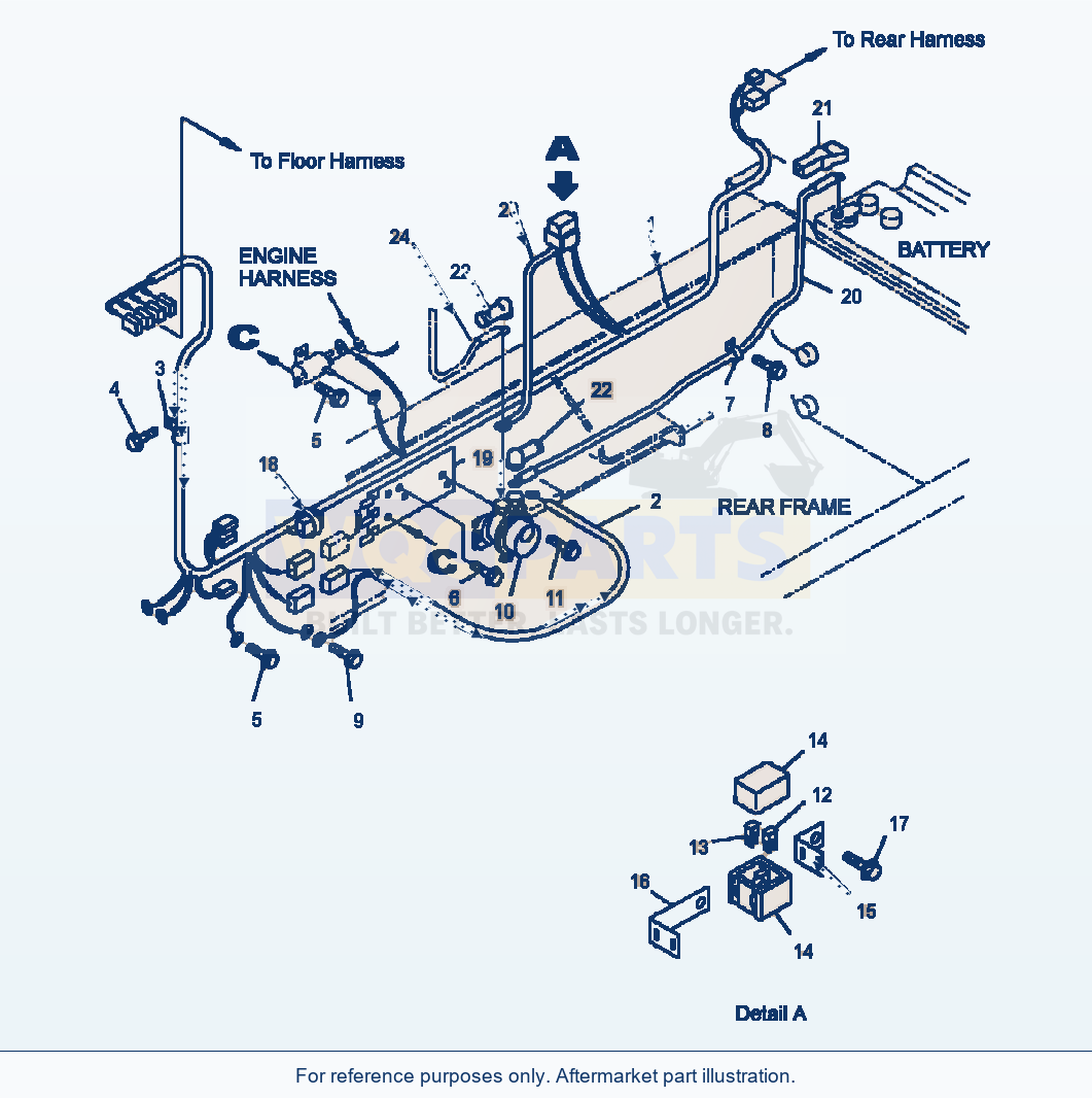 Komatsu WA250-3MC Main Harness Rear Frame Line parts diagram