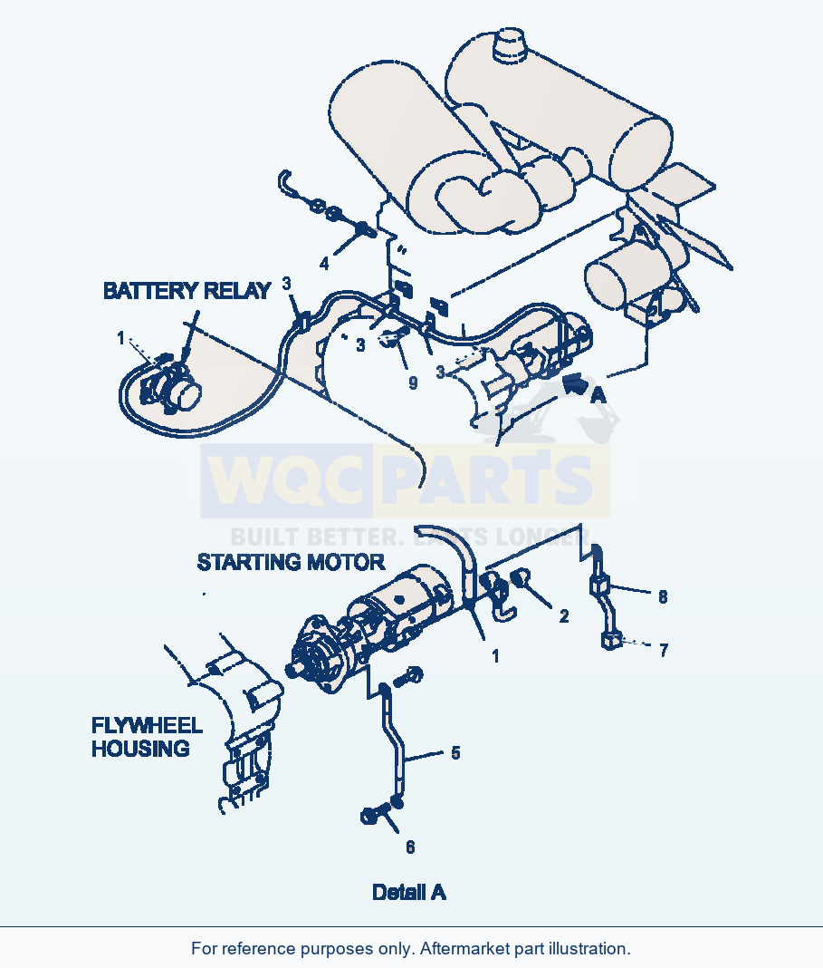 Komatsu WA250-3MC Engine Wiring Starting Motor parts diagram