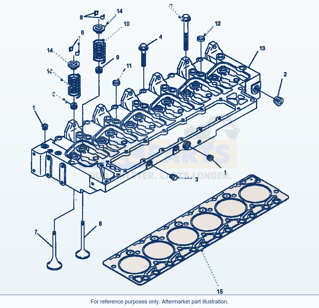 Komatsu WA250-3MC Cylinder Head 20 Psi parts diagram
