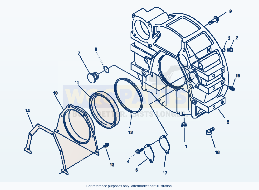 Komatsu WA250-3MC Flywheel Housing parts diagram