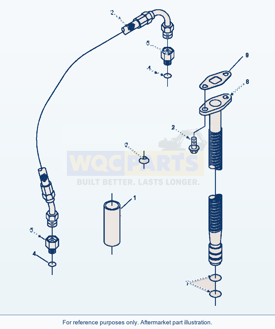 Komatsu WA250-3MC Turbocharger Piping Flexible Drain Line parts diagram