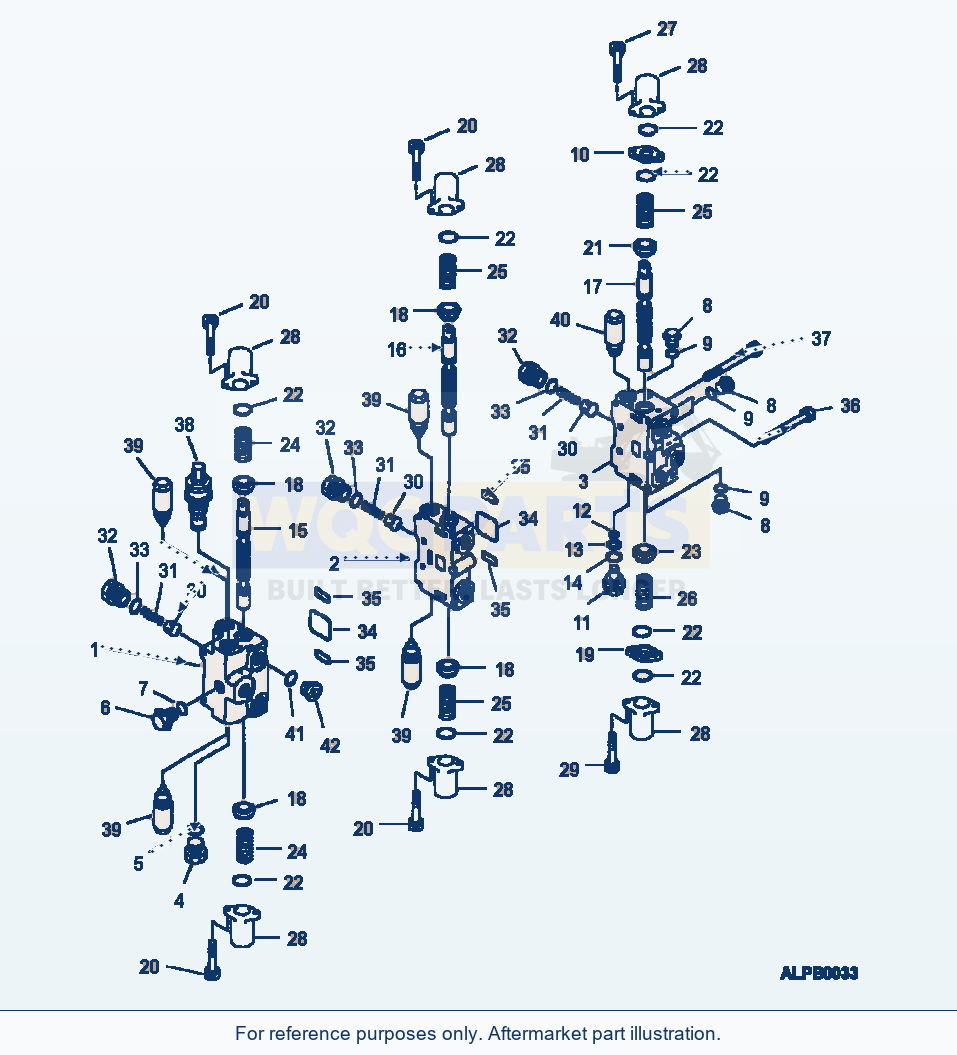 Komatsu WA250-3MC 3 Spool Control Valve parts diagram
