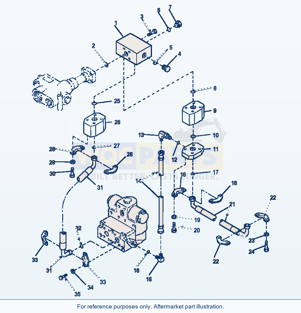 Komatsu WA250-3MC Ground Driven Steering Check Valve Piping parts diagram