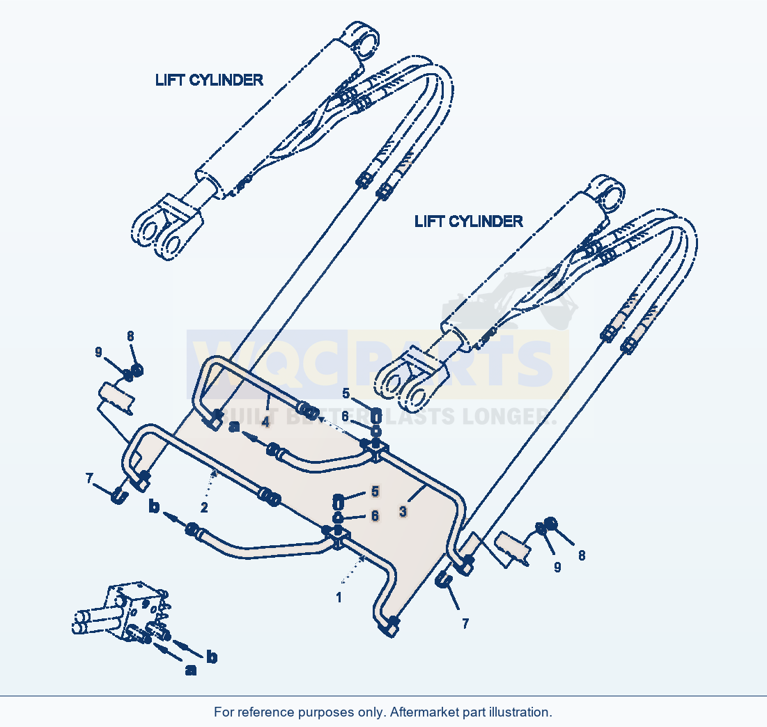 Komatsu WA250-3MC Hydraulic Piping Lift Cylinder Line parts diagram