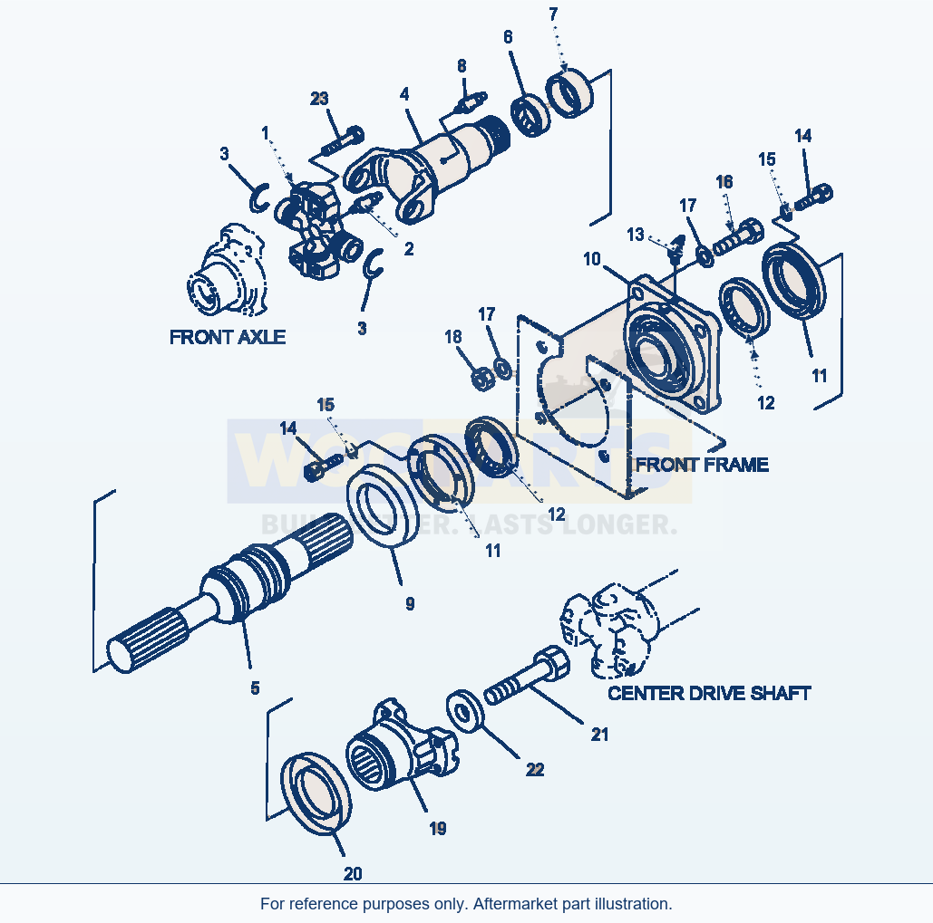 Komatsu WA250-3MC Front Drive Shaft parts diagram