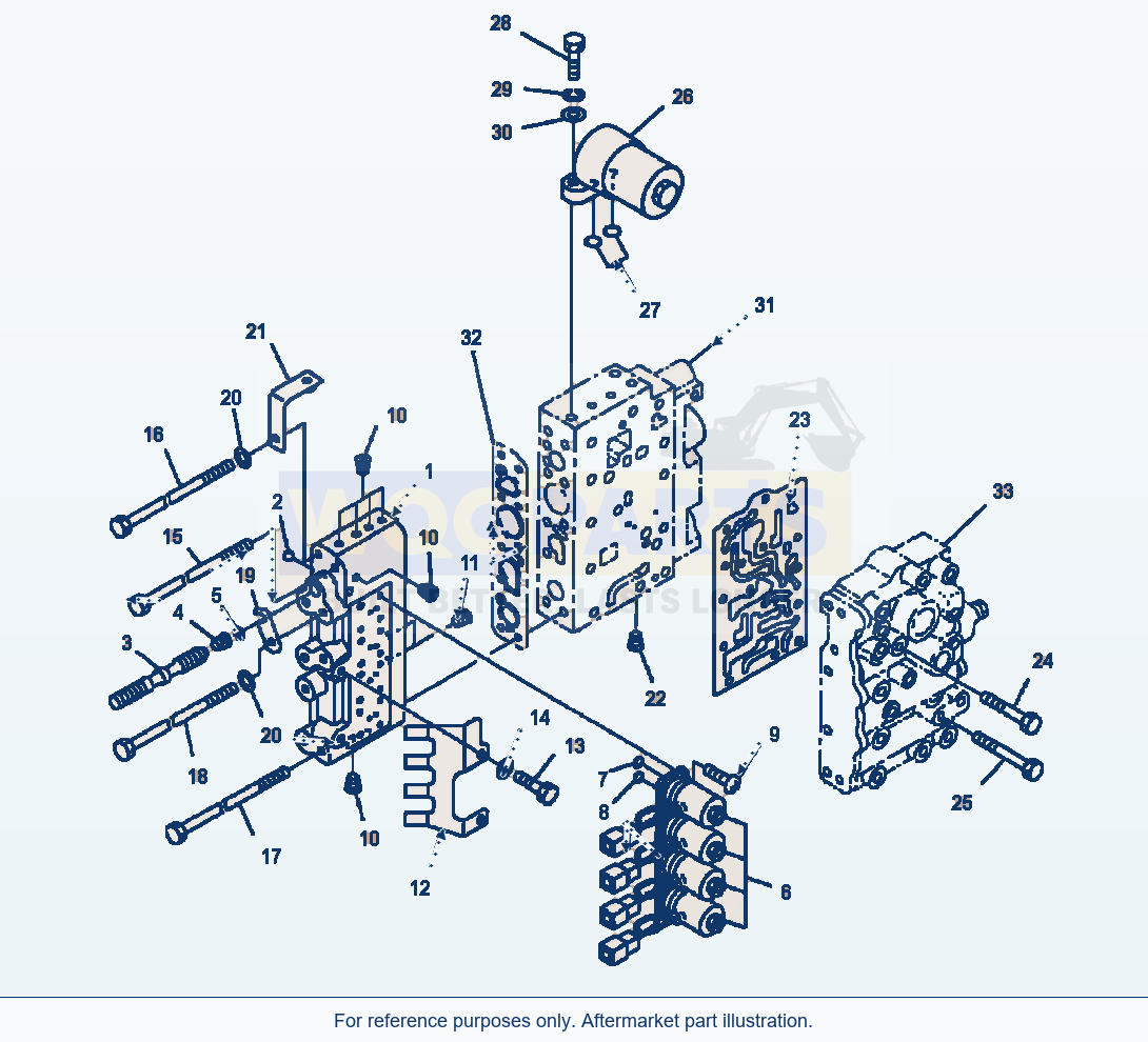 Komatsu WA250-3MC Transmission Control Valve Solenoid Valve parts diagram