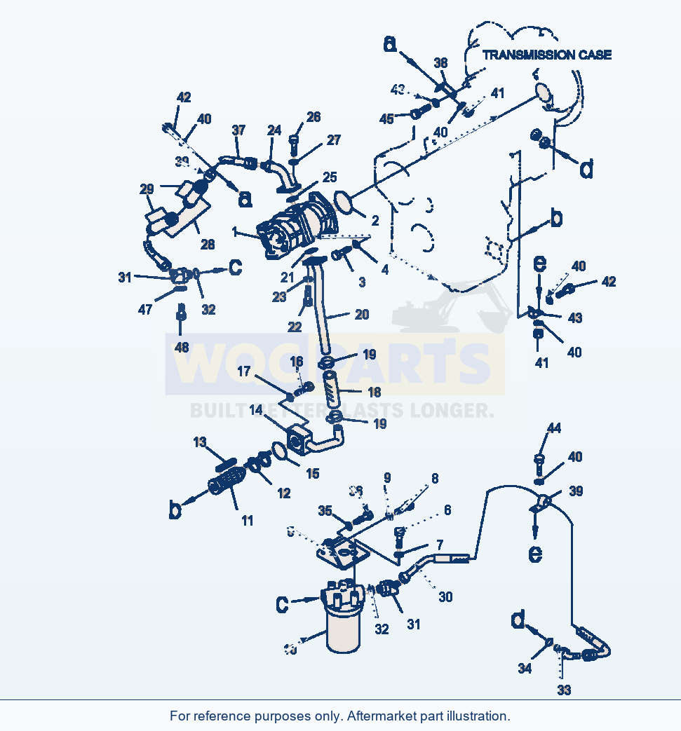 Komatsu WA250-3MC Transmission Pump And Filter Piping parts diagram