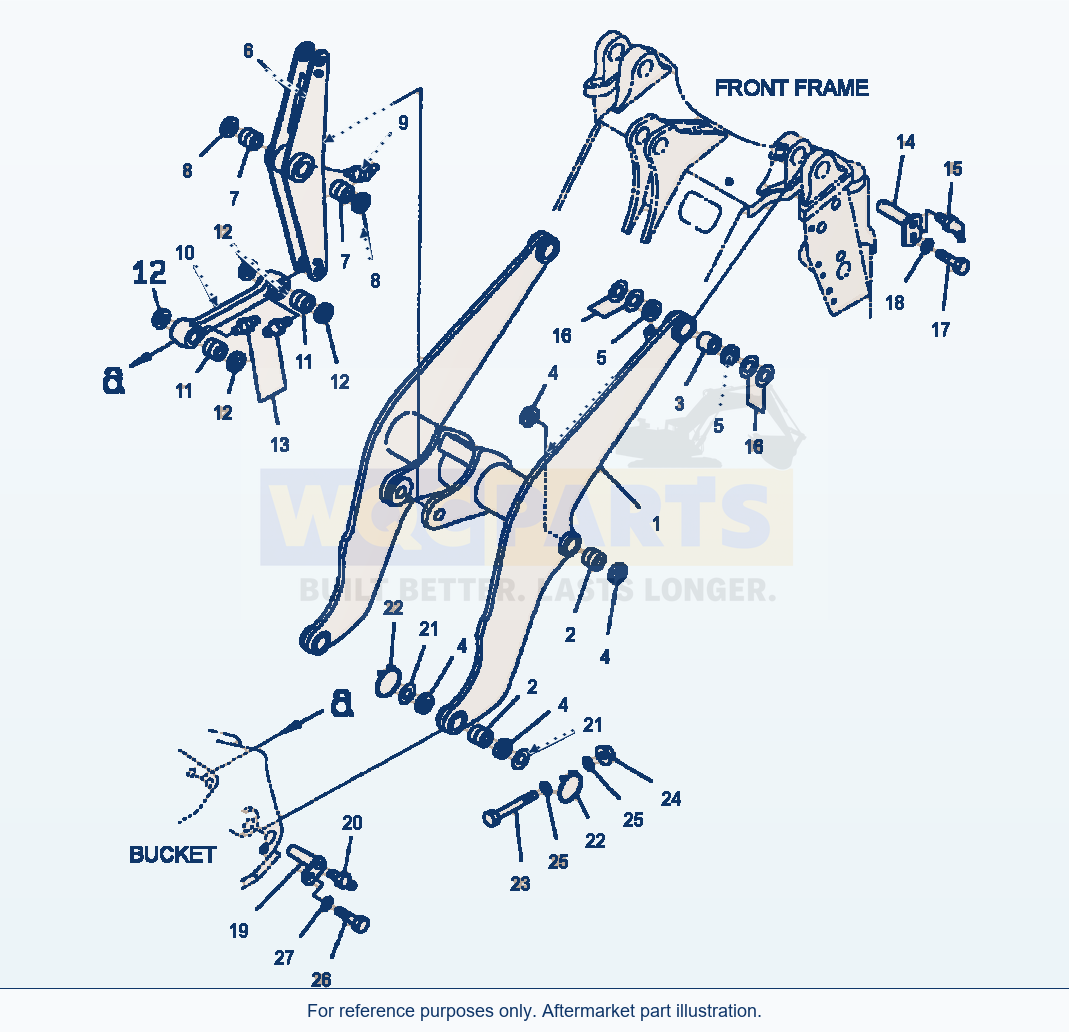 Komatsu WA250-3MC Lift Arm And Bellcrank High Lift Boom parts diagram