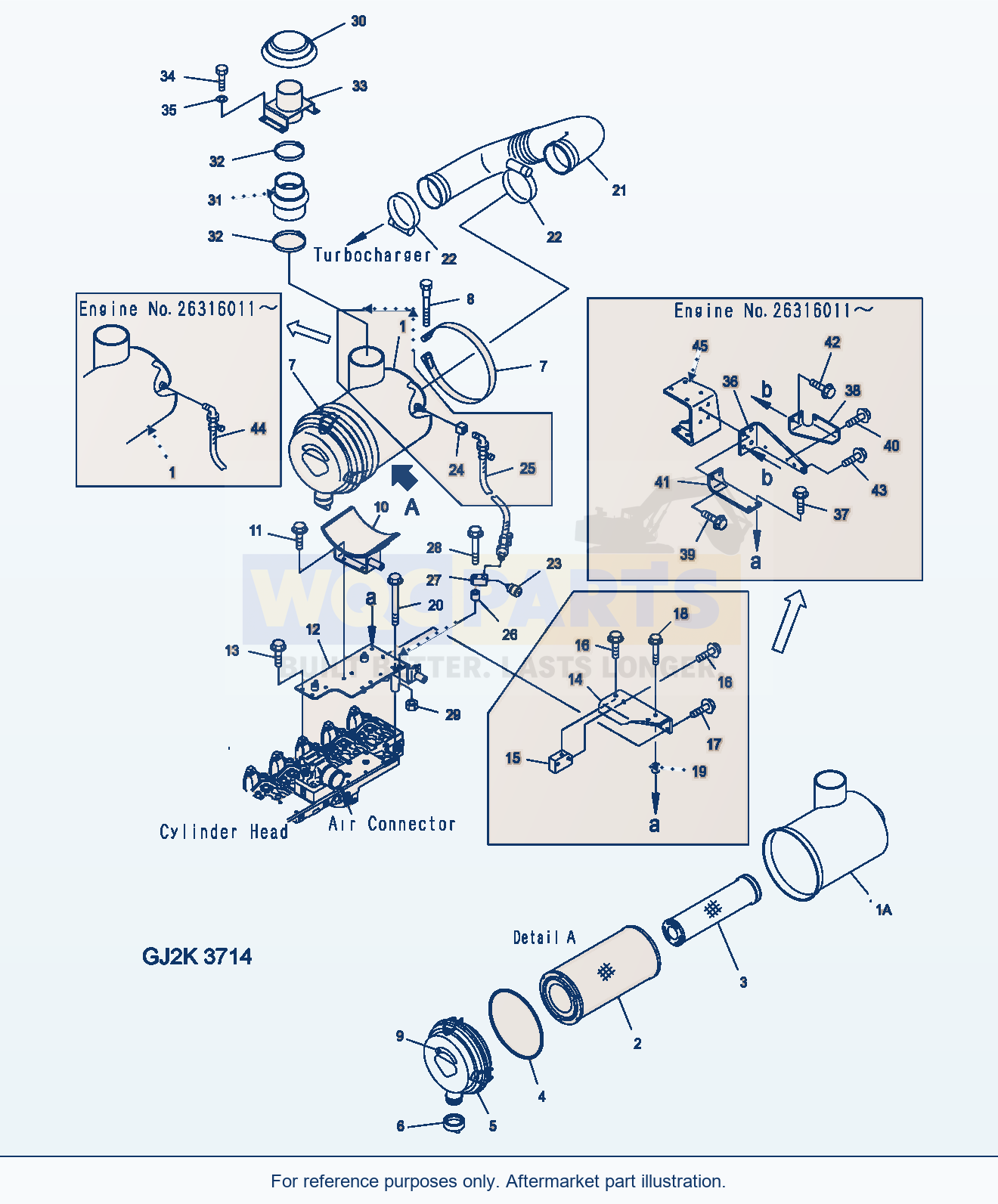 Komatsu WA250-5 Air Cleaner parts diagram