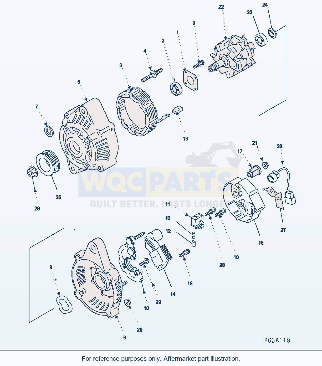 Komatsu WA250-5 Alternator (35A) (Inner Parts) parts diagram