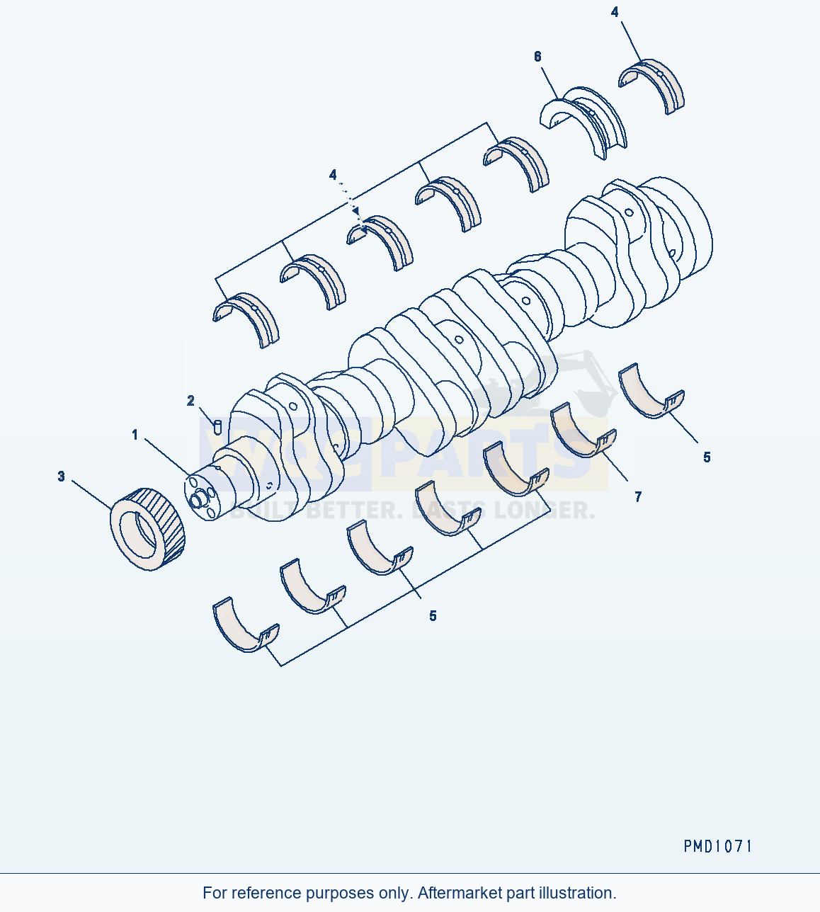 Komatsu WA250-5 Crankshaft Serial H50051 - UP parts diagram