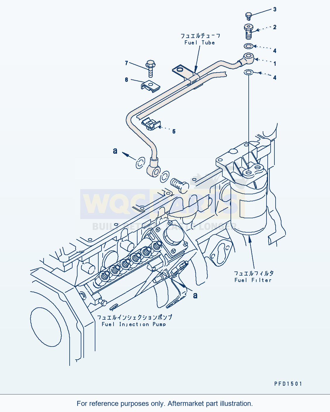 Komatsu WA250-5 Fuel Filter Piping parts diagram