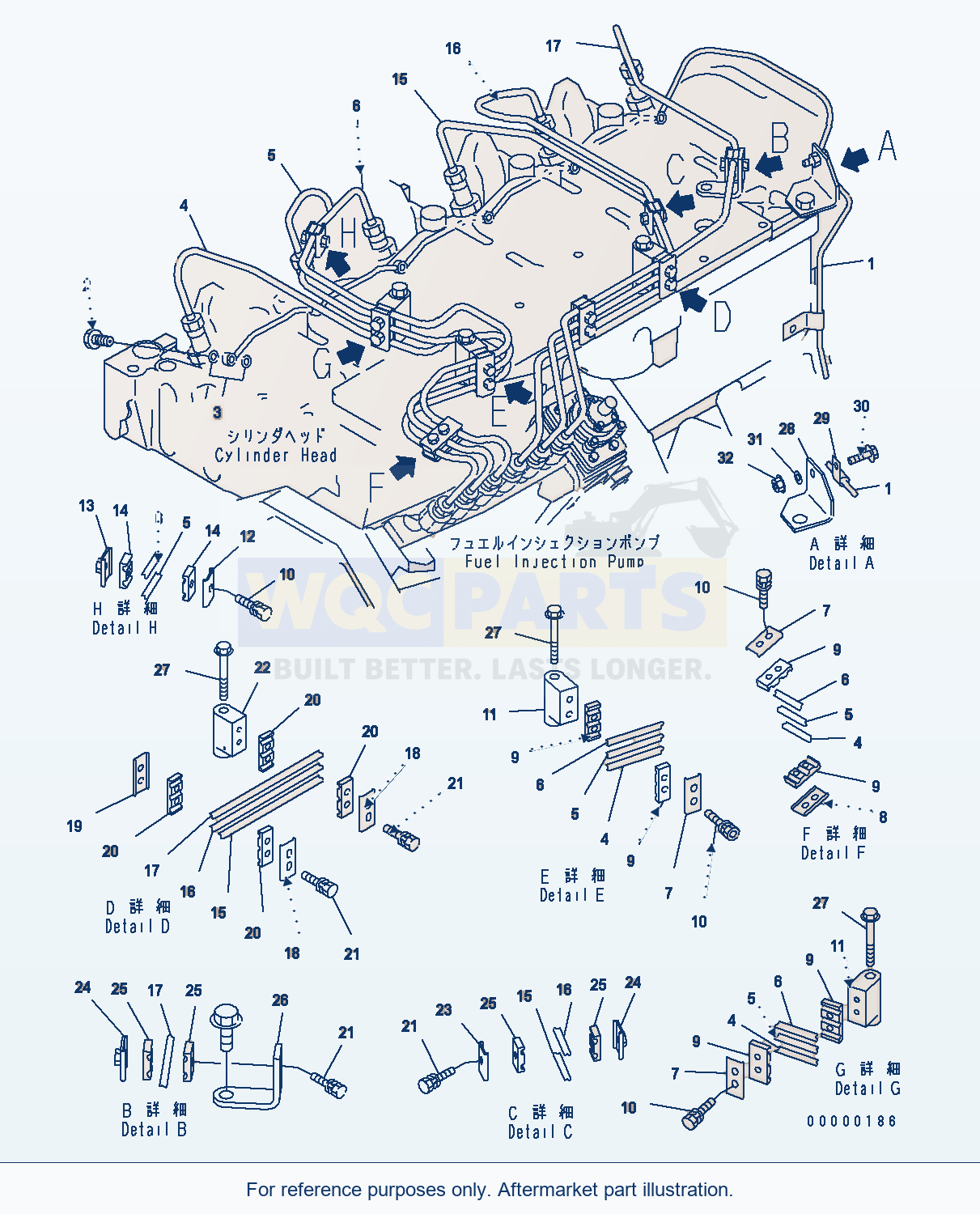 Komatsu WA250-5 Fuel Piping parts diagram