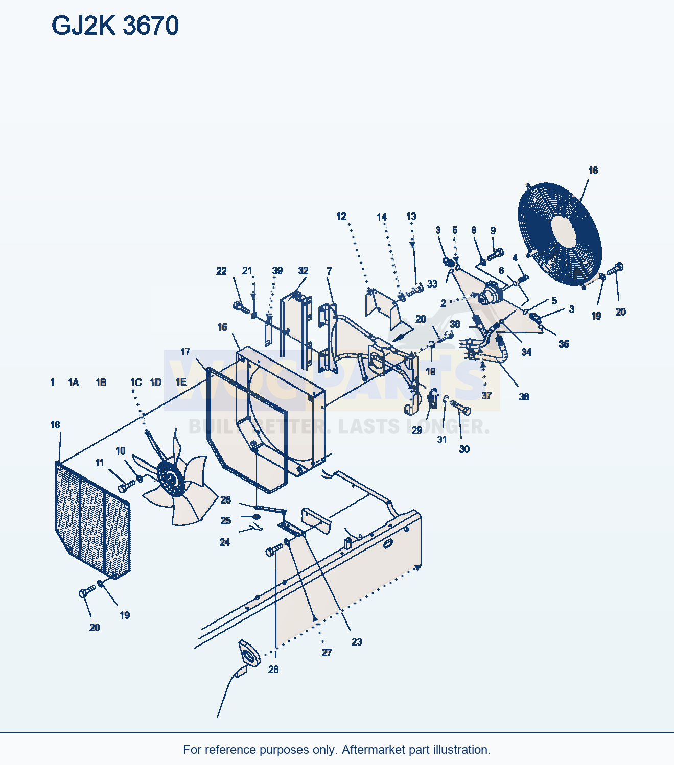 Komatsu WA250-5 Fan Drive Serial H50051 - UP parts diagram