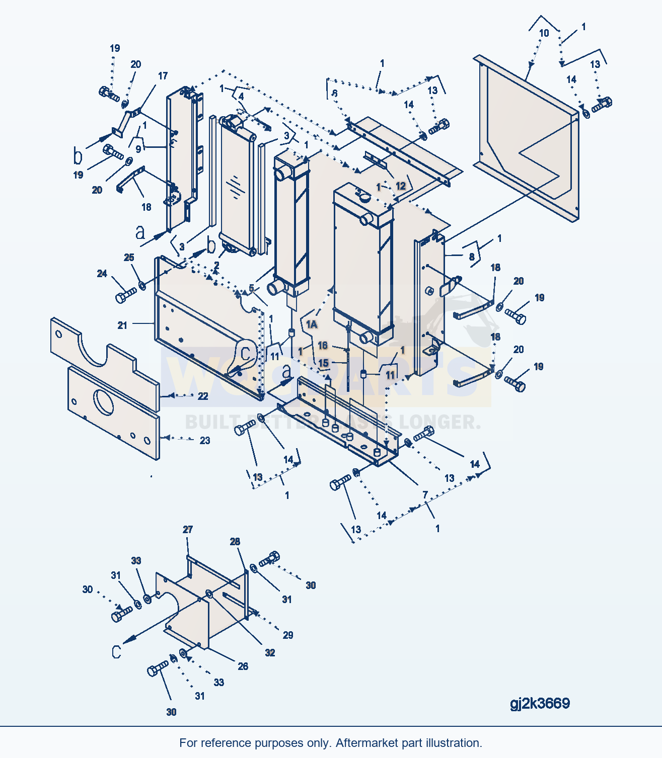 Komatsu WA250-5 Radiator (To Sn: H50567) parts diagram