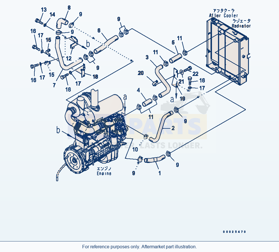 Komatsu WA250-5 Cooling Line Serial 70001-UP parts diagram