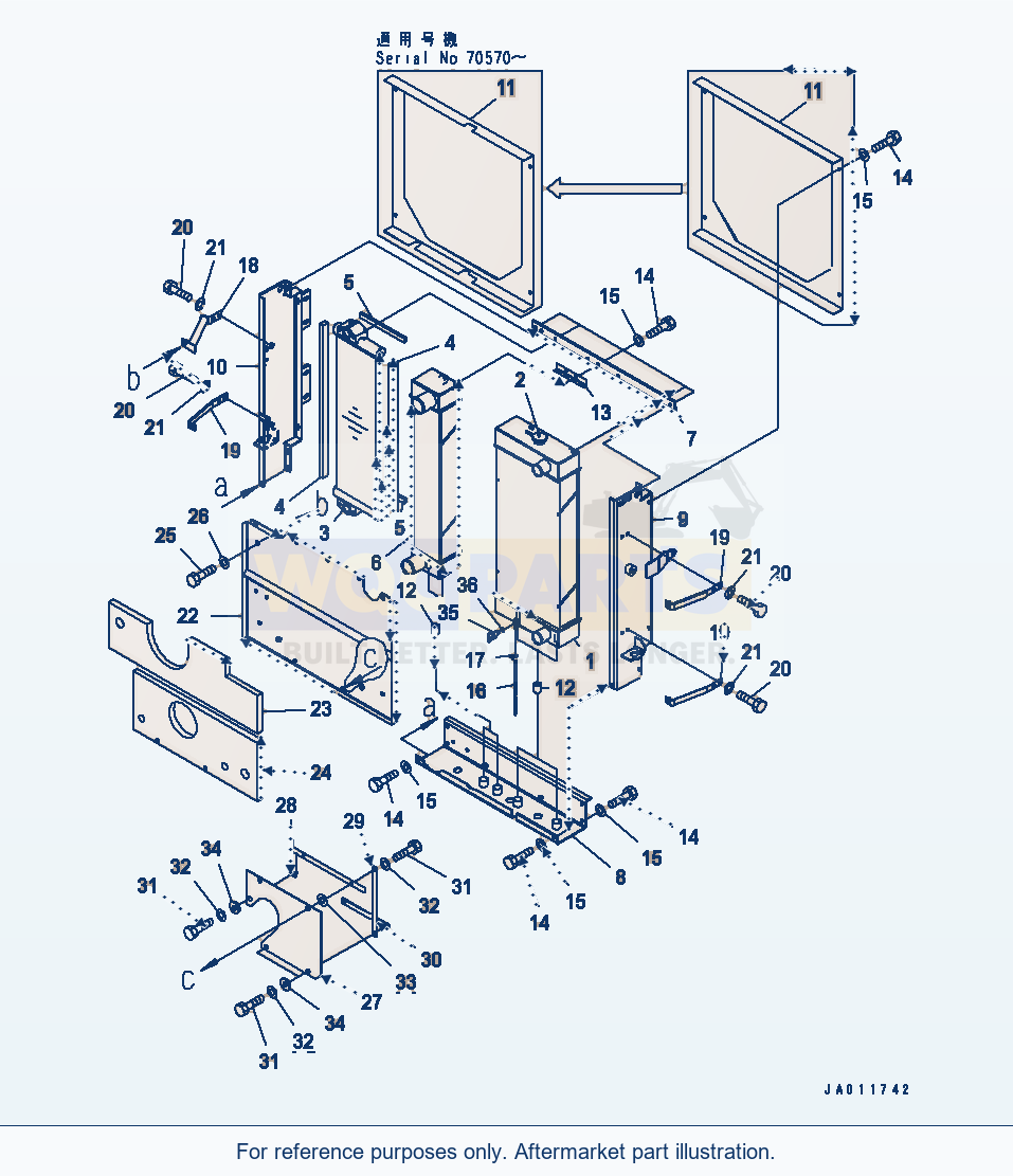 Komatsu WA250-5 Radiator(#70445-) parts diagram