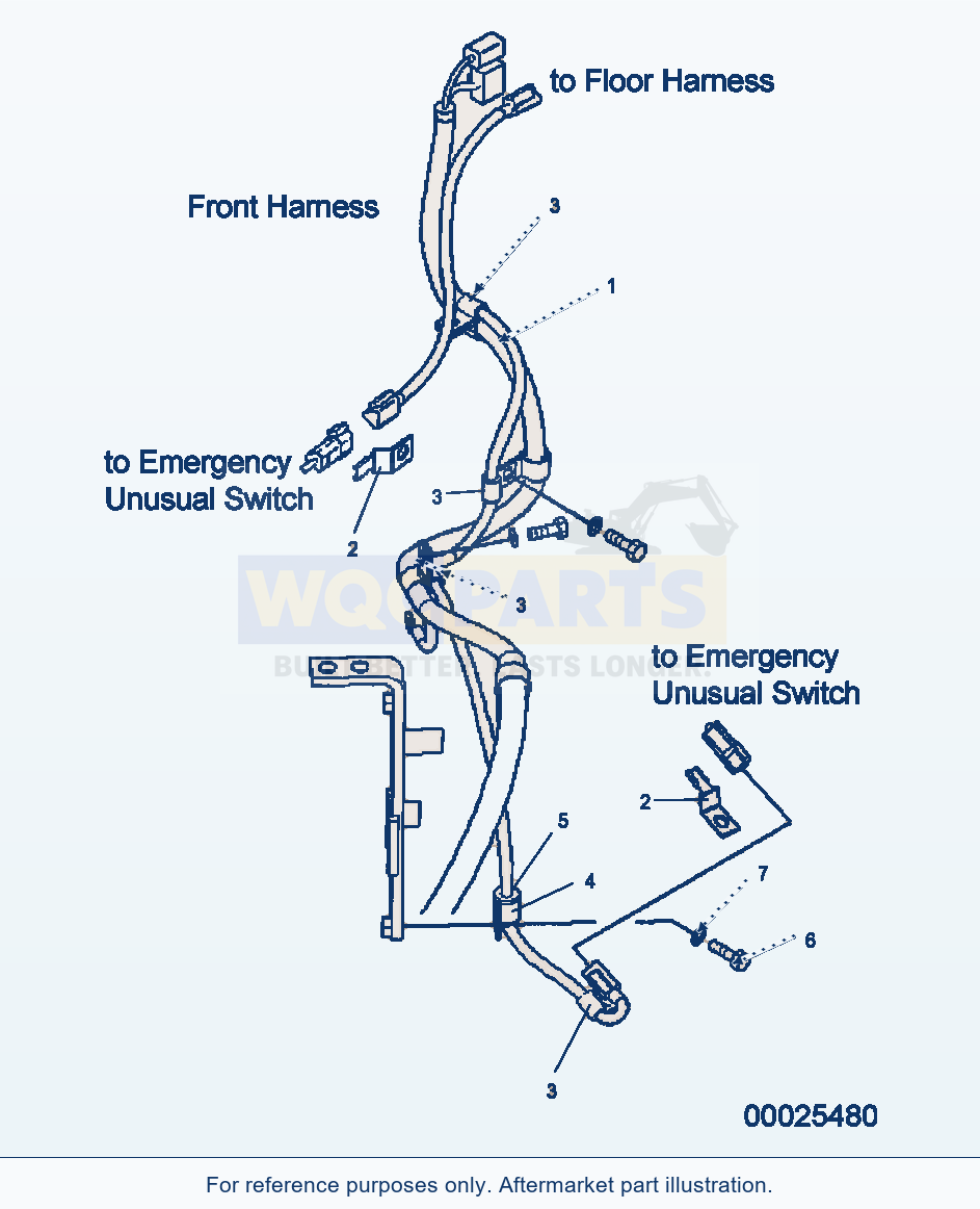 Komatsu WA250-5 Emergency Steering Harness Serial H50051 - UP parts diagram