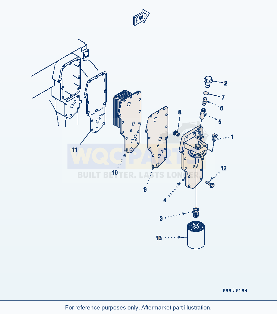 Komatsu WA250-5 Oil Cooler And Oil Filter(#26302312-) parts diagram