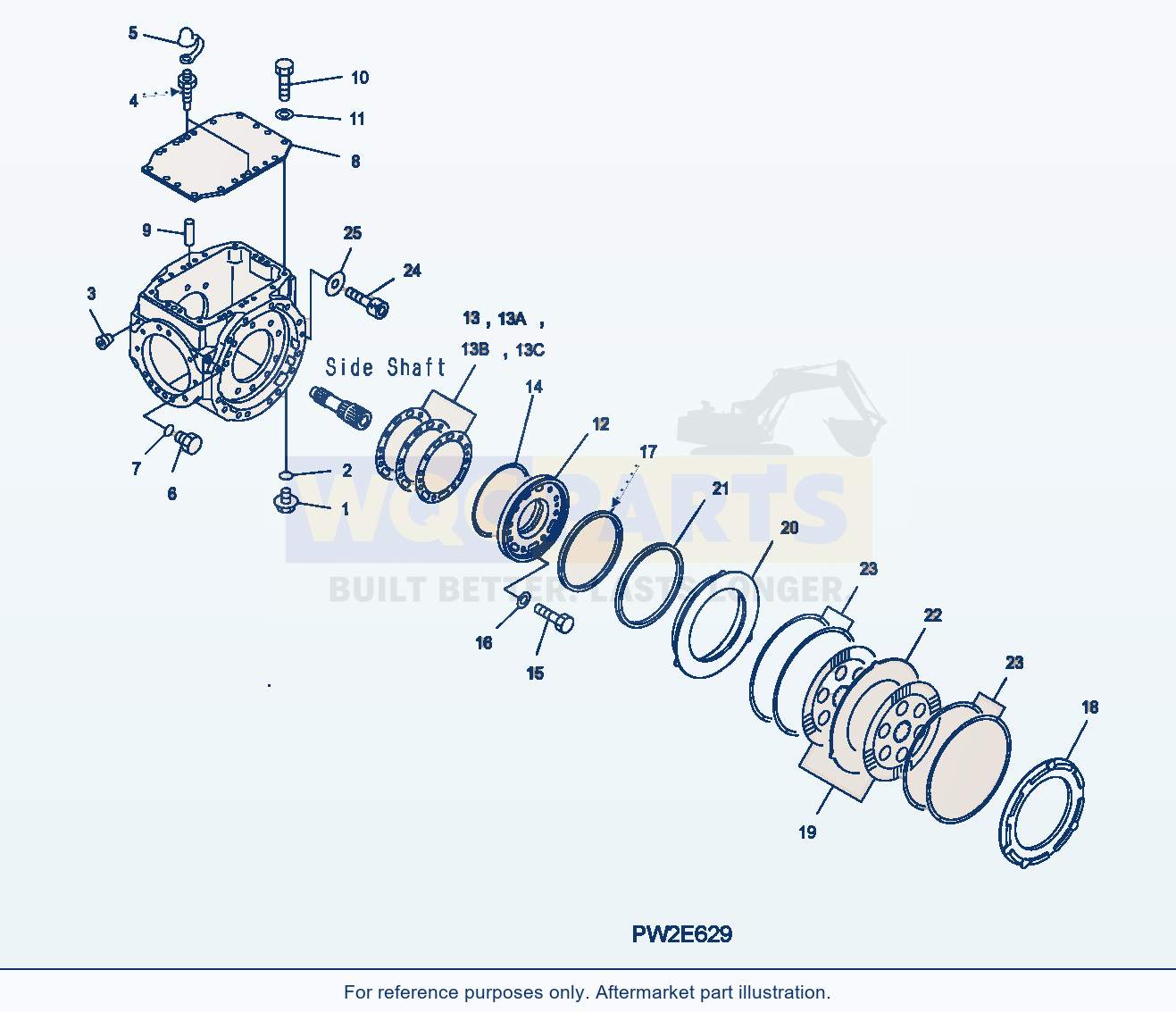 Komatsu WA250-5 Rear Axle (Std + Lsd - Cover And Brake) parts diagram