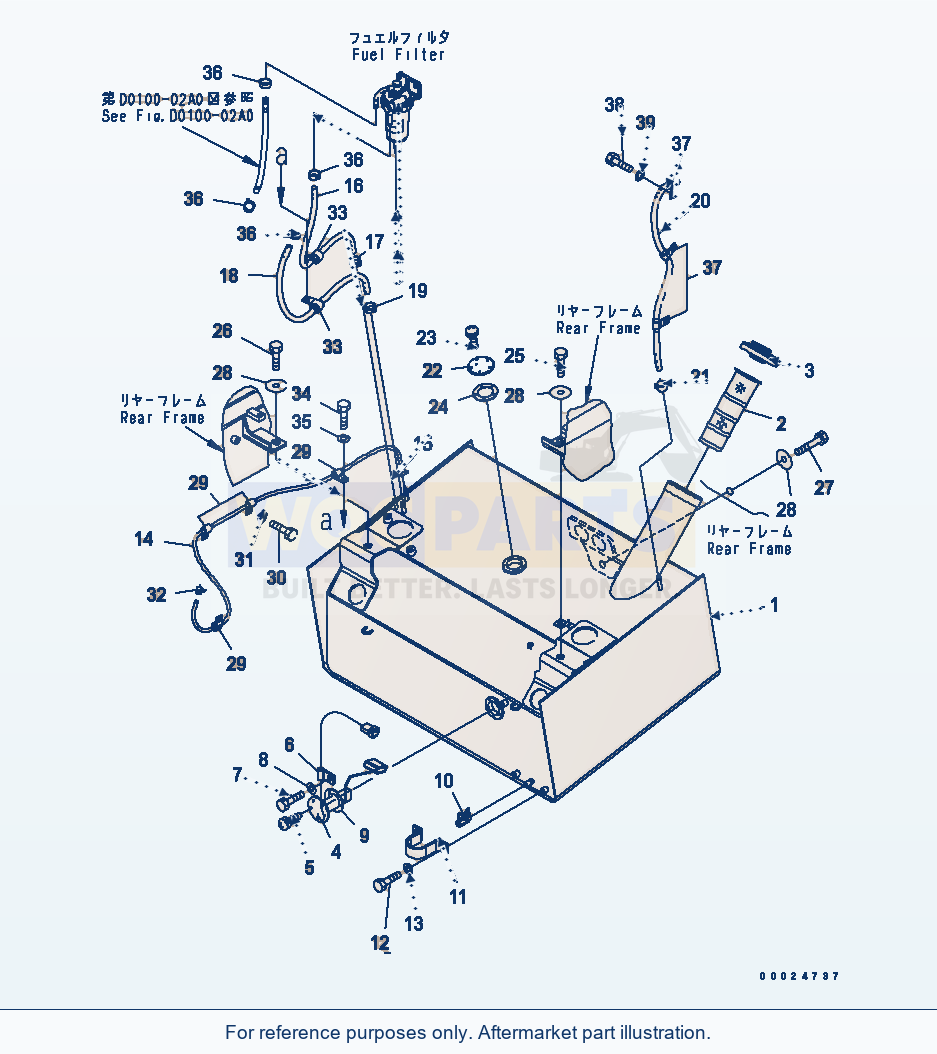 Komatsu WA250-5 Fuel Tank Serial 70001-UP parts diagram