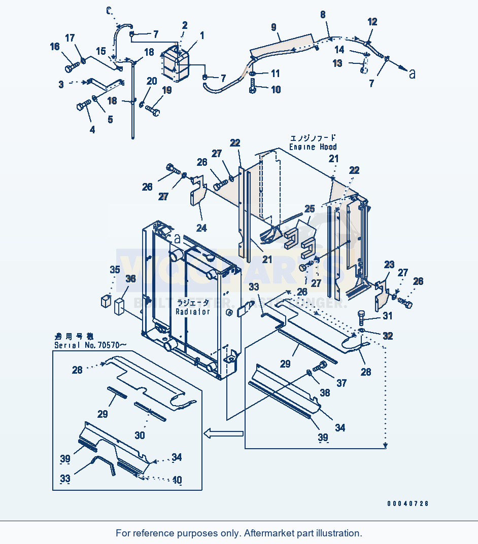 Komatsu WA250-5 Hood (Radiator Piping And Baffle Plate) parts diagram