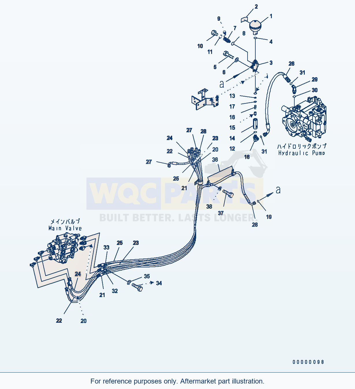 Komatsu WA250-5 Hydraulic Piping (Accumulator 3 Spool) parts diagram