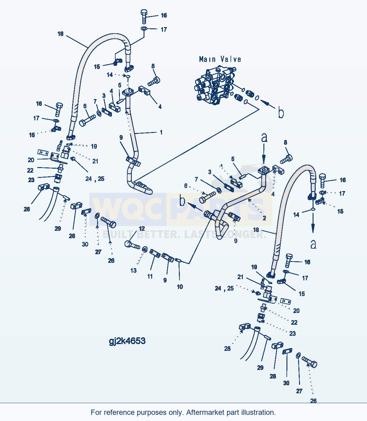 Komatsu WA250-5 Hydraulic Piping (For 3 Spool Valve) parts diagram