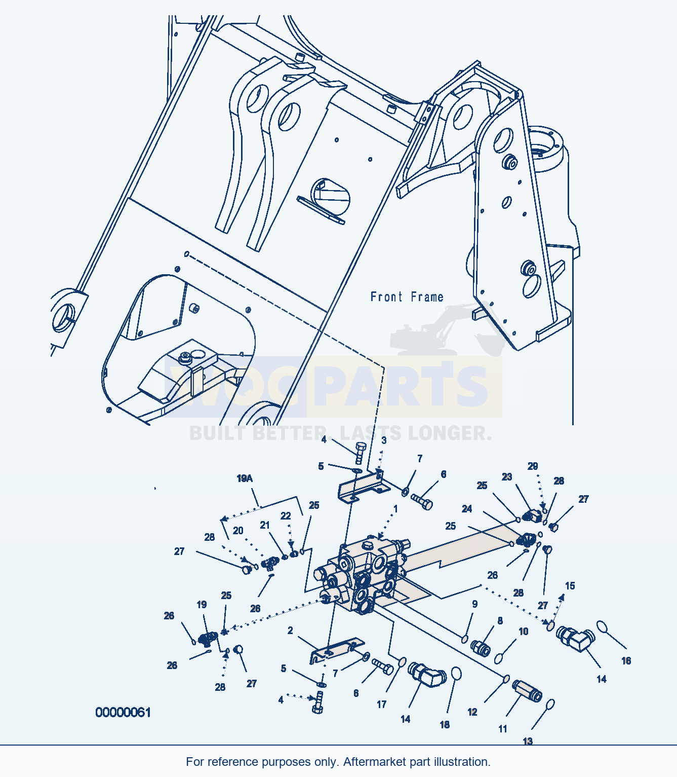 Komatsu WA250-5 Main Valve (2-Spool W/O E.C.S.S.) parts diagram
