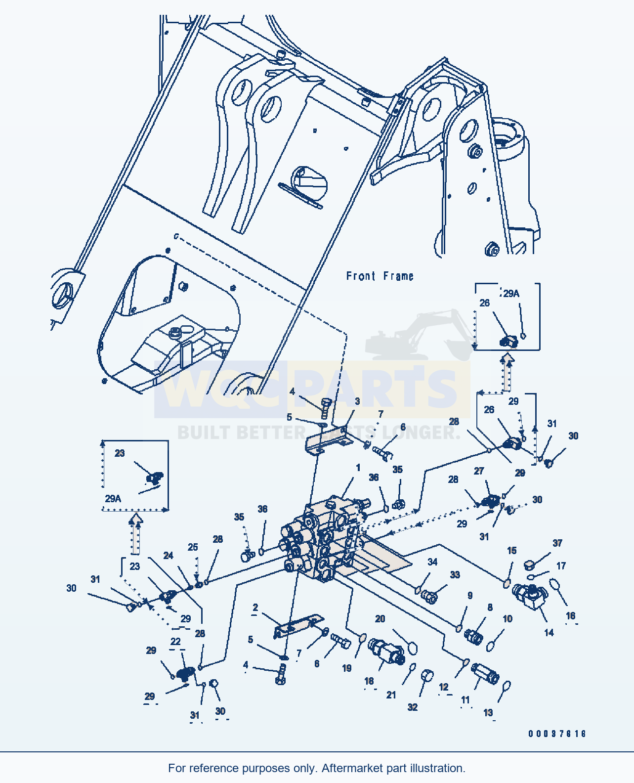 Komatsu WA250-5 Main Valve (3-Spool W/O E.C.S.S.) parts diagram