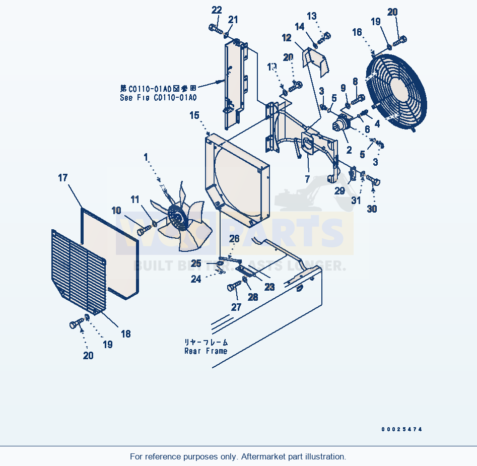 Komatsu WA250-5 Fan Drive Serial 70001-UP parts diagram