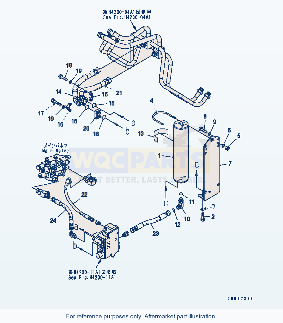 Komatsu WA250-5 Hydraulic Piping (E.C.S.S. Accumulator) parts diagram