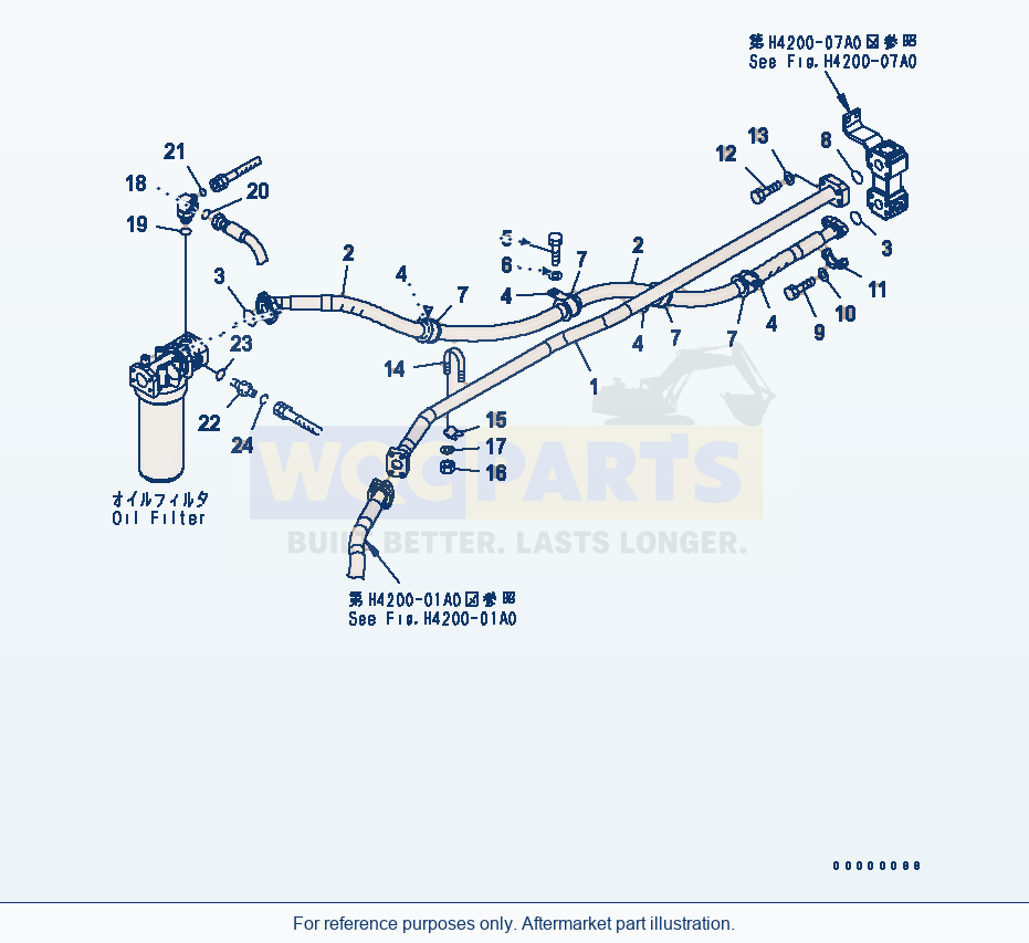 Komatsu WA250-5 Hydraulic Piping (Return Line)(#70001-72771) parts diagram