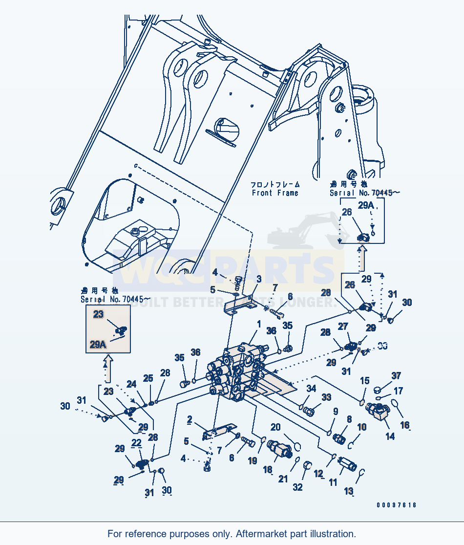 Komatsu WA250-5 Main Valve (For 3-Spool Valve) parts diagram