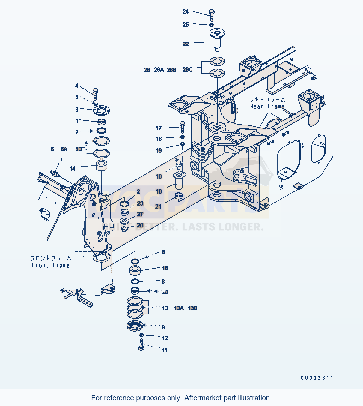 Komatsu WA250-5 Hinge Pin Serial H50051 - UP parts diagram