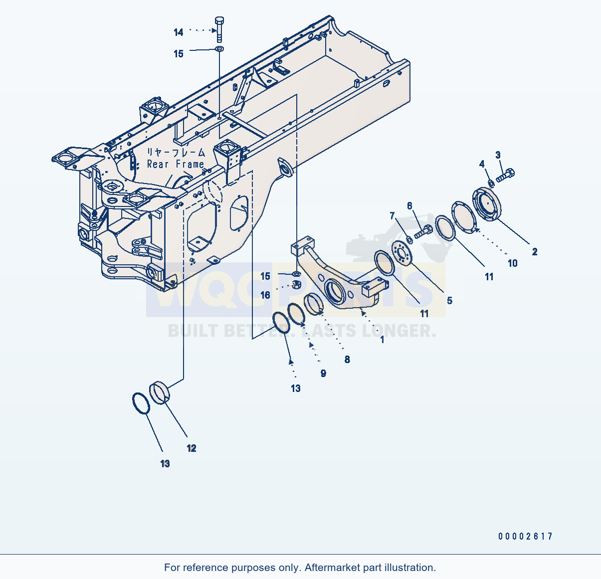 Komatsu WA250-5 Rear Axle Support Serial H50051 - UP parts diagram